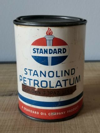 Vintage Standard Oil Company,  Stanolind Petrolatum Can,  One Pound Net