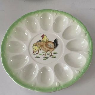 Vintage Deviled Egg Tray Dish Chickens Hen Farmhouse Midcentury Range