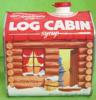 Log Cabin Syrup Tin 1987 100th Anniversary Collectible Empty