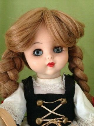 Jolly Toys Swiss Miss 14 " Doll 1962,  Wig,  Redressed