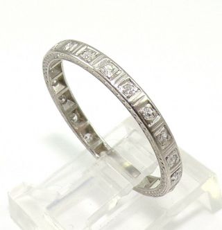 VTG Antique Art Deco Diamond Eternity Platinum Band Ring Size 8.  5 LJA3 3
