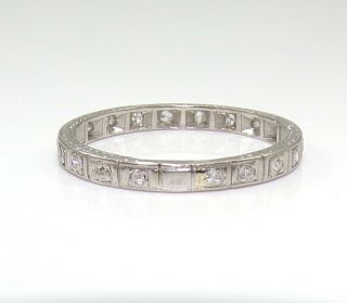 VTG Antique Art Deco Diamond Eternity Platinum Band Ring Size 8.  5 LJA3 5