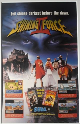Shining Force Ii 2 Print Ad/poster With Custom Matte Genesis Rpg Sega