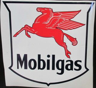 Mobil Gas Decals / Mobilgas / Mobil Gas Pegasus Oil Vinyl Decal 8.  5 " X 9.  5 " /