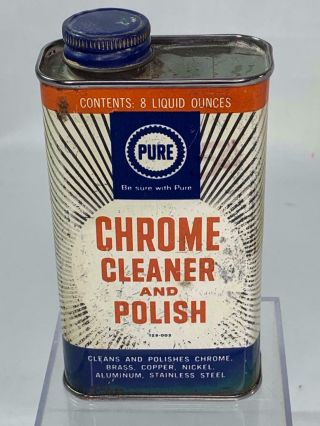 Vintage Pure Chrome Cleaner And Polish Can Palatine Il 8 Ounces