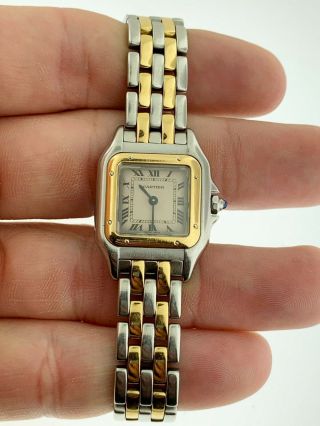 Cartier Panthere 2 Rows 18k Yellow Gold & Stainless Steel Ladies Watch (1120)