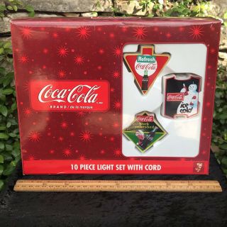 Coca Cola String Lights 10 Piece Light Set W/cord Vintage Ads Holiday Lights