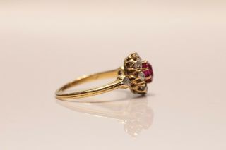 ANTIQUE VICTORIAN 14K GOLD NATURAL DIAMOND AND RUBY DECORATED RING 5