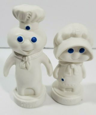 1974 Hard Plastic Pillsbury Doughboy Poppin & Poppie Salt / Pepper Shakers