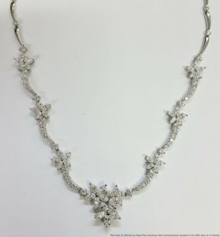 Platinum 7.  86ctw Fg Vs Marquise Diamond Necklace Marquise Round Brilliant