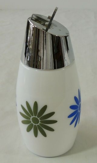 Gemco Sugar Shaker Pourer Dispenser Metal Lid Green Blue Flower Daisy 2