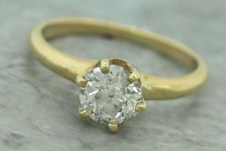 Ladies Antique Victorian 14k 585 Yellow Gold Solitaire Diamond Engagement Ring