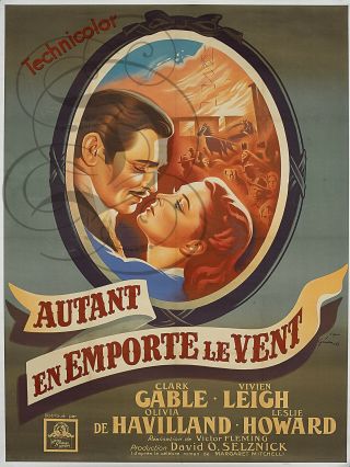 Plaque Alu Reproduisant Une Affiche Cinema Autant En Emporte Le Vent Gable Leigh