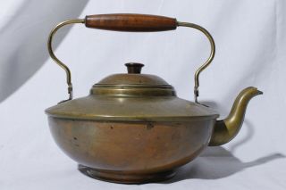 Vintage Copper Genie Teapot Wood Handle Made In Holland