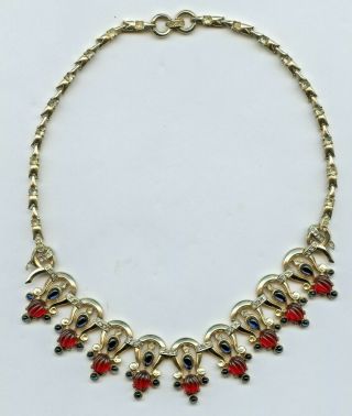Rare Vintage Trifari Alfred Philippe Ruby Jewels Of India 16 " Necklace Rare