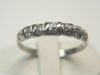 Antique Art Deco Vintage Diamond Wedding Band Eternity Plat Ring Sz 7.  25 Egl Usa