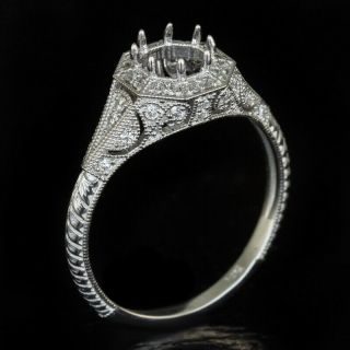 Art Deco G Vs Round Diamond Platinum Engagement Ring Setting Cocktail Semi - Mount