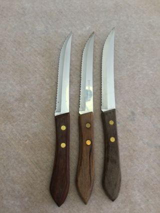 Ekco Stainless U.  S.  A.  Set Of 3 Steak Knives - 4 1/2” Serrated Blades