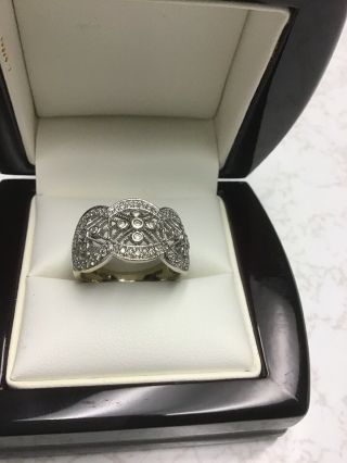Estate Vintage 14k White Gold Diamond Ring Sz 8