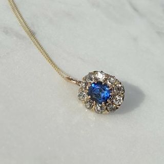 Victorian Sapphire And Diamond Cluster Pendant/necklace,  Circa 1900.