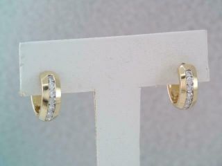Stunning 14k Solid Gold & Diamond Huggie Hoop Earrings