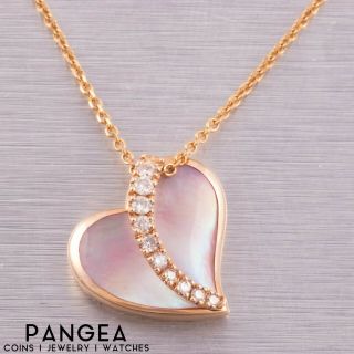 Na Hoku 14k Rose Gold Diamond Mother Of Pearl Heart Necklace 0.  25ctw Ret $1,  500