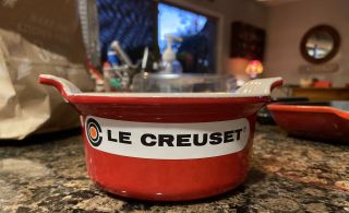 Vintage Le Creuset Cast Iron Orange Round 1/2 Qt Pot No Lid 14