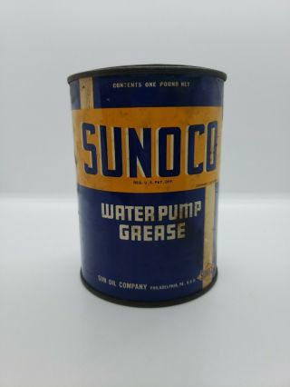 Vintage Sunoco Automotive Water Pump Grease Lubricant 1 Lbs.  Metal Can Container