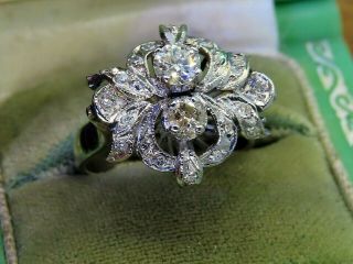 Vintage Palladium Art Deco Antique Diamond Wedding Engagement Cocktail Ring