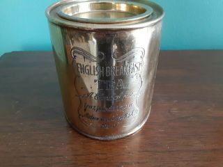 Vintage English Breakfast Tea Gold Tin With Engraved Letters 2