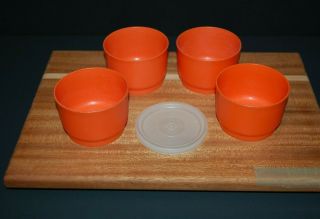 Vintage Tupperware Small Orange Snack Cups Set Of 4 1229 With 1 Lid