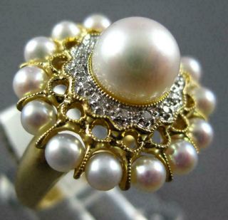 Large.  06ct Diamond & Aaa South Sea Pearl 14kt Yellow Gold Flower Filigree Ring