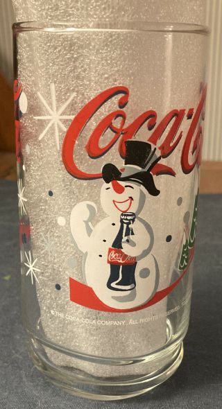 Set Of 6 Vintage Coca Cola Snowman Christmas Coke Indiana Glass Box Nib