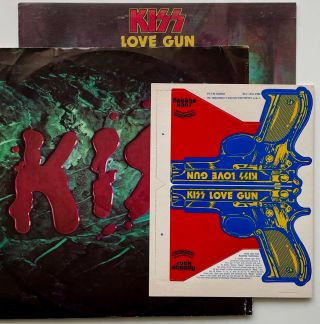 1977 Kiss Album Love Gun Vinyl Record W\ Uncut Gun Insert Lp Near
