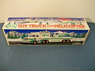 1995 Hess Toy Truck And Helicopter With Lights And Sounds -