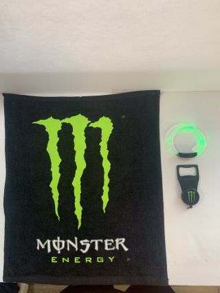 Monster Energy - Towel - Bottle Opener - Light Up Braclet