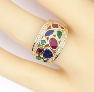 Effy 2.  60 Ctw 14k Ruby Sapphire Emerald & Diamond Ring