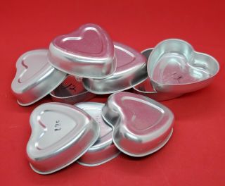 Vintage Heart Shaped Mini Cake Baking Pans Molds Aluminum 3.  25 " Set Of 9