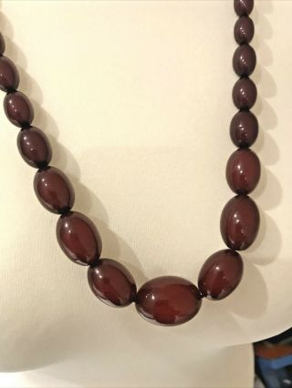 Early Cherry Amber Bakelite Oval Barrel beads Necklace 67 grams 4