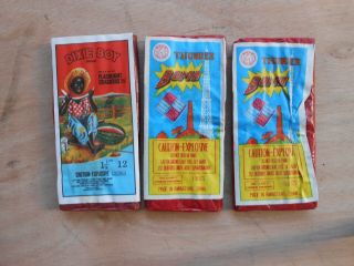 3 Vintage Firecracker Pack Labels Dot 12s Dixie Boy,  Thunderbomb