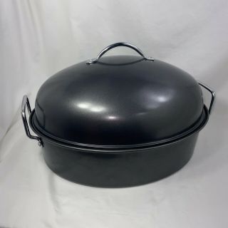 Black Enamel 16 " Oval Roasting Pan With Lid