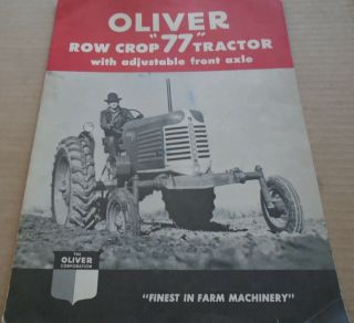 Vintage Oliver Row Crop 77 Tractor Sales Color Brochure