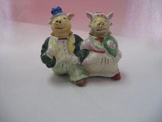 Funny Looking Fancy Pig Couple Salt And Pepper With Nodding Heads,  Japan Nodder