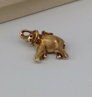 Vintage 14k Gold Elephant Charm Pendant 3d Germany Fine Detailed