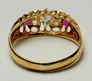 Estate Antique 18k Yellow Gold Diamond & Ruby Ring - Size 5.  75 - Dated 1916 - M&m