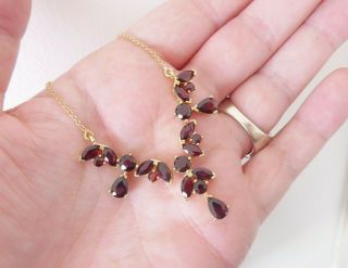 18ct Gold Pear Marquise And Round Cut Garnet Pendant Necklace,  10.  2 Grams