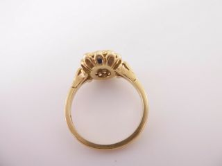 18ct gold emerald cut sapphire diamond cluster ring, 5