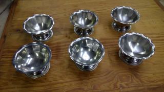 Six Vintage Footed 18 - 8 Stainless Steel Ice Cream Dessert Dishes Made In Japan