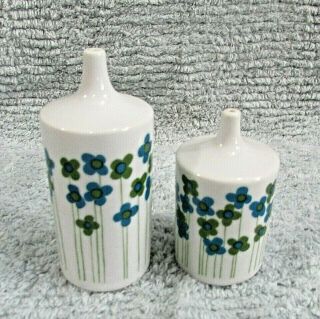 White Porcelain Hand Painted Floral Takahashi Japan Salt Pepper Shakers S/h