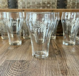 Vintage Enjoy Coca Cola Coke Clear Glasses 8 Oz 5 " Bell Shape Set Of 8